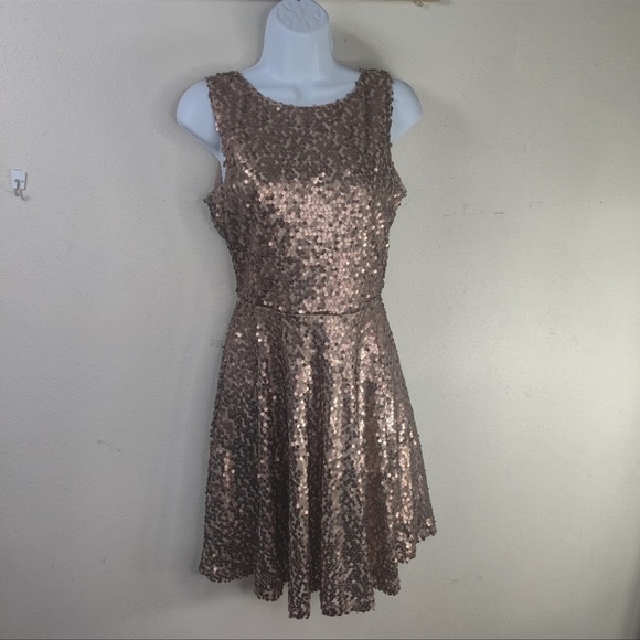 Love & Fire Glittering Sequin Skater Elegant Rose Dress - Picture 2 of 10